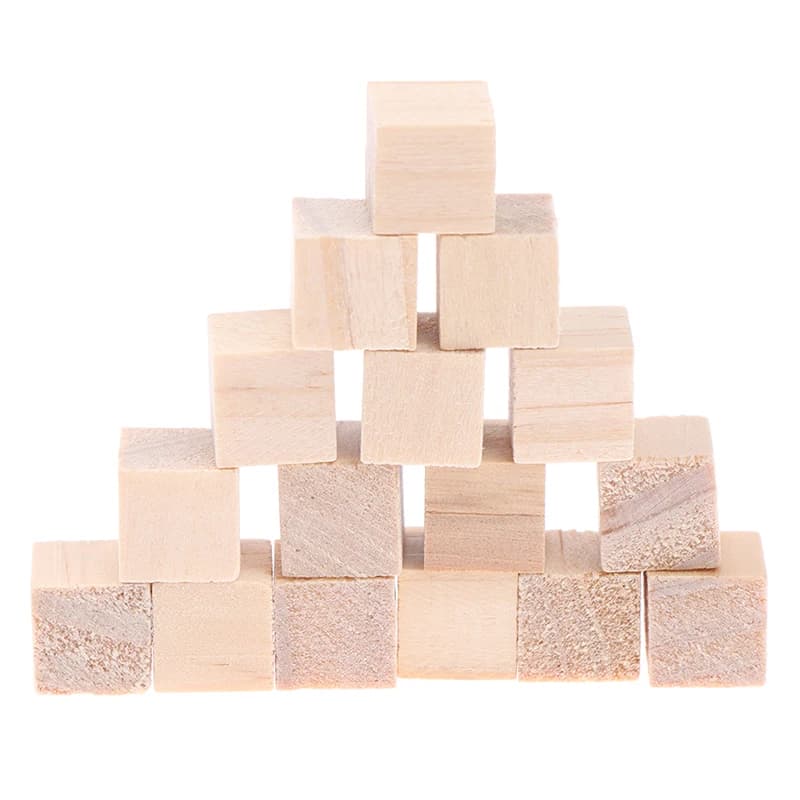 Unfinished Wood Cube Blocks 100-Piece Set