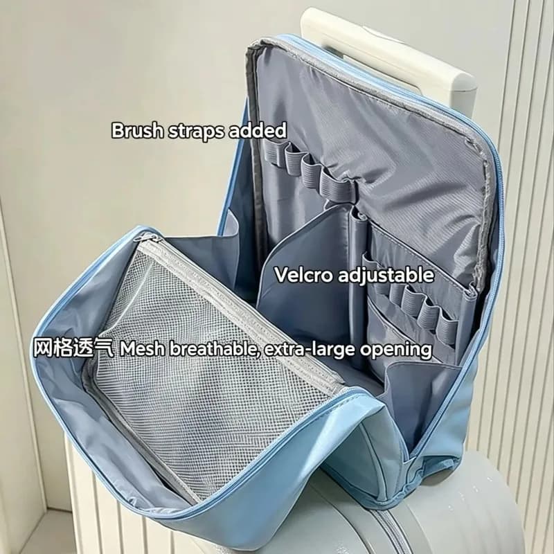 Toiletry Storage Bag Large Capacity PU Waterproof Stand Up Hand Carry Luggage Cosmetic Organizer Travel Women Beauty Accessory