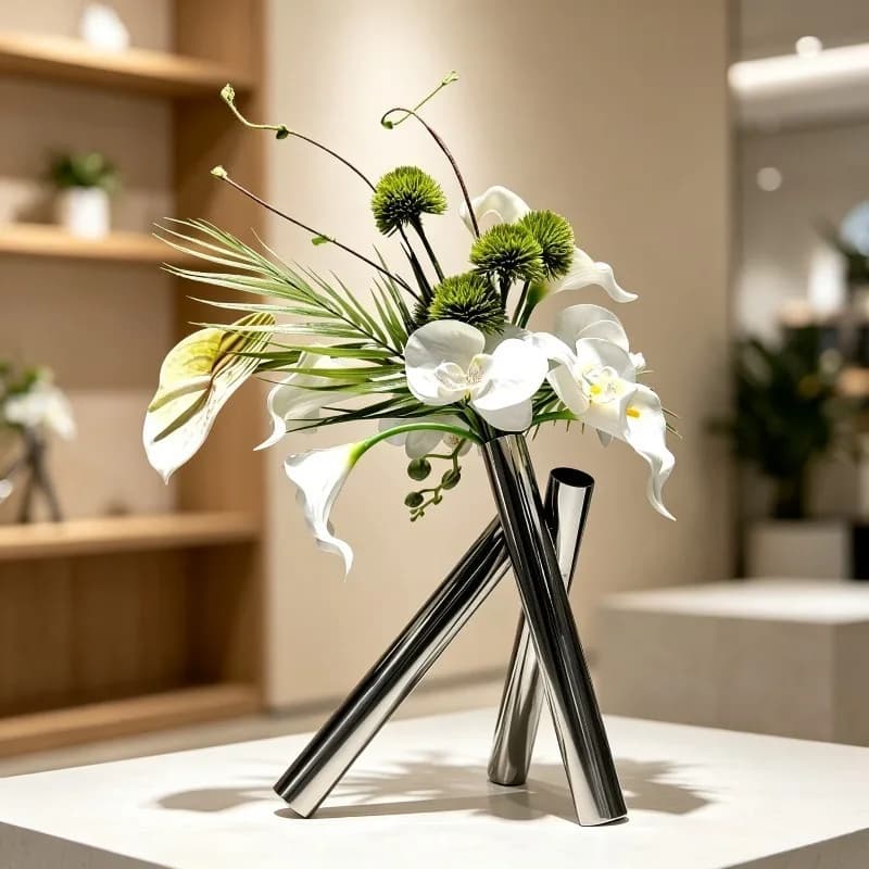 Geometric Cross Stainless Steel Vase