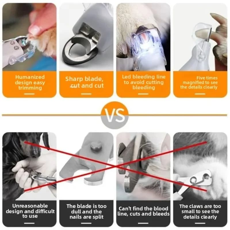 LED Dog Nail Clipper with Stainless Steel Blades