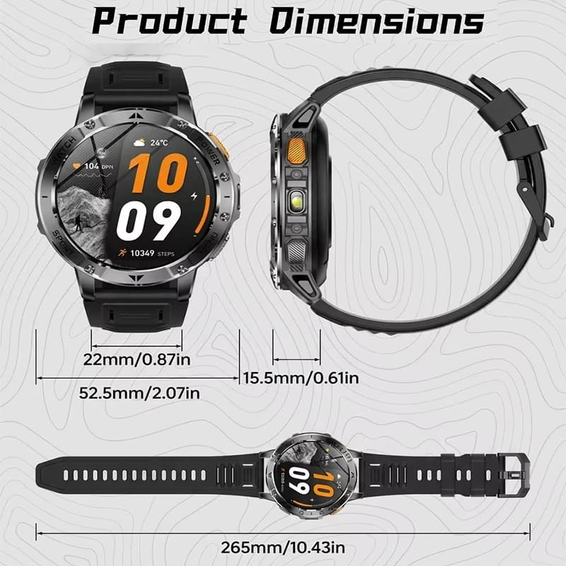 Smart Watch 1.7'' IPS Screen 1400mAh Battery IPX8 Waterproof 120+ Sports SOS LED BT Call Heart Rate Monitor Men Women