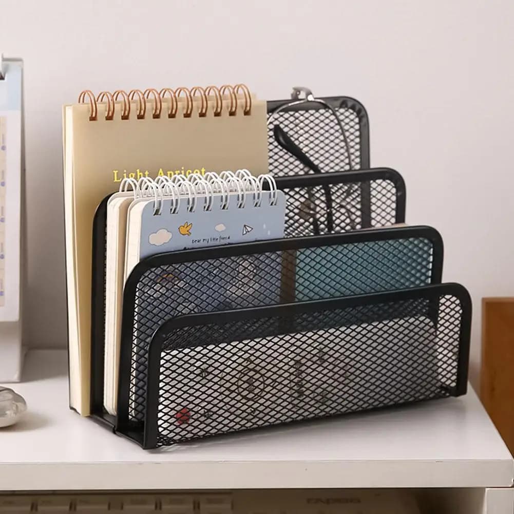 Desk Organizer Small File Holders Letter Organizer Metal Mesh Document/Filing/Folders/Paper Organizer for Desktop