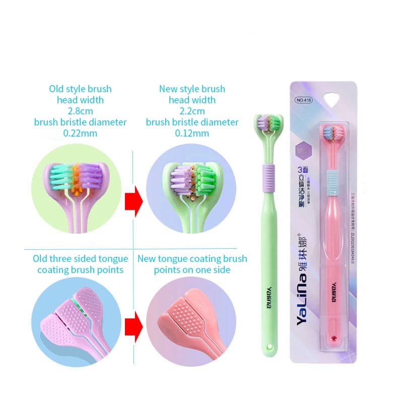 Three-Sided Soft Bristle Toothbrush