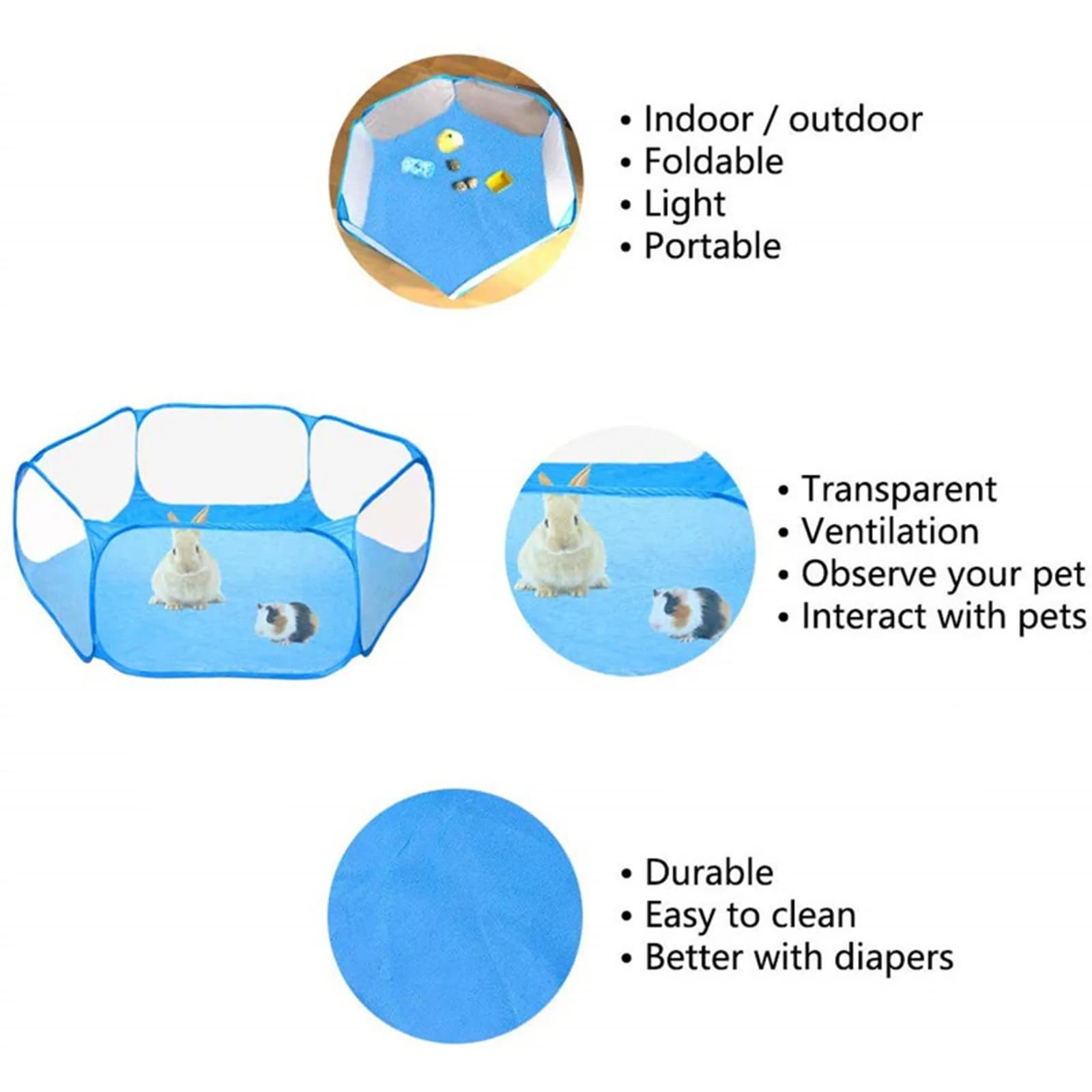Foldable Cat Maternity Playpen Open Pet Play Transparent Pet Cage Yard Fence for Dog Cat Rabbit Guinea Pig Indoor Outdoor