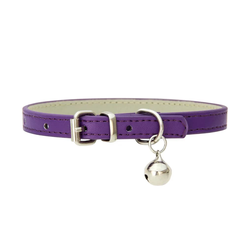 Adjustable PU Leather Cat Collar with Metal Buckle