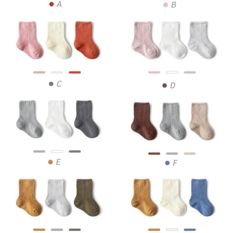Cotton Baby Socks 3-Pairs Newborn to Toddler