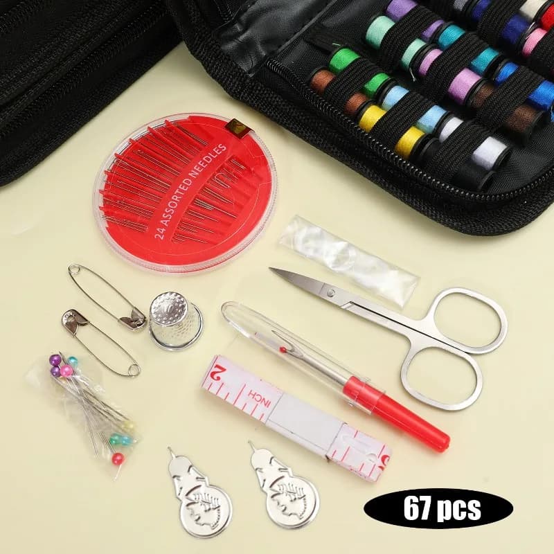 Sewing Kit with Threads Needles Scissors Measuring Tape Portable Travel Home DIY Crafts Hand Repair Embroidery Sewing Tools