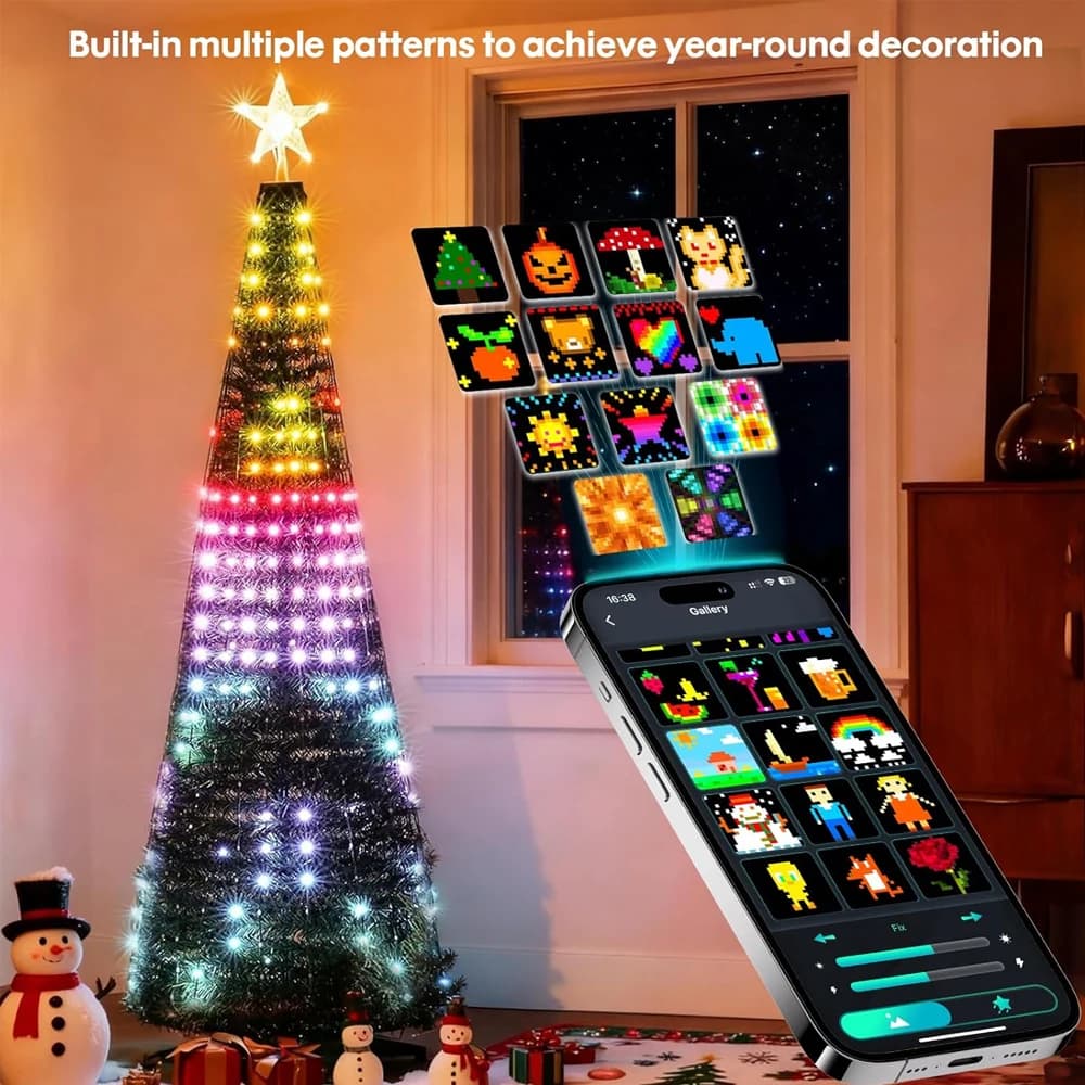 Smart RGBIC Christmas Tree Lights with Star Topper