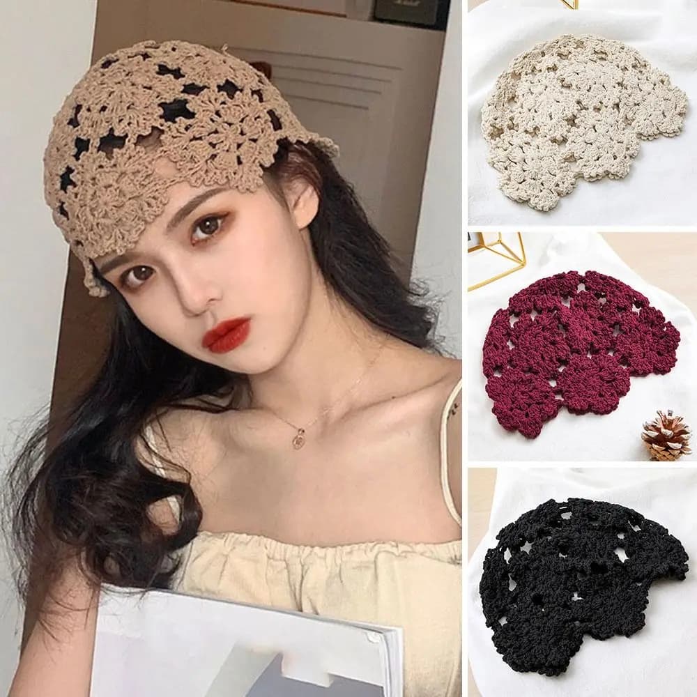 Women's Hollowed Out Knitted Beret Cap