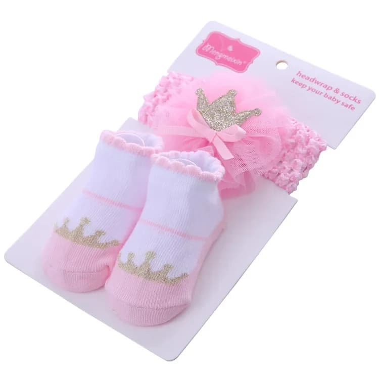 Baby Girl Socks and Bow Headband Set