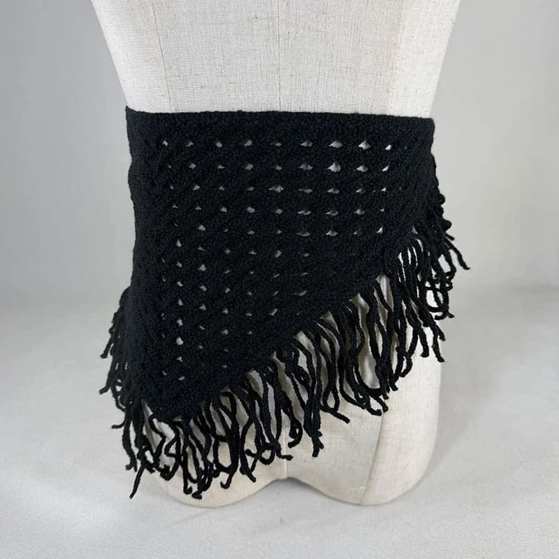 Bohemian Hollow Triangle Headscarf with Tassel Belt