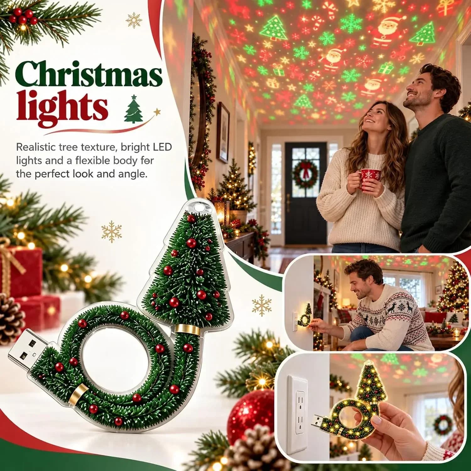 Christmas Tree Projection Light USB LED Projector