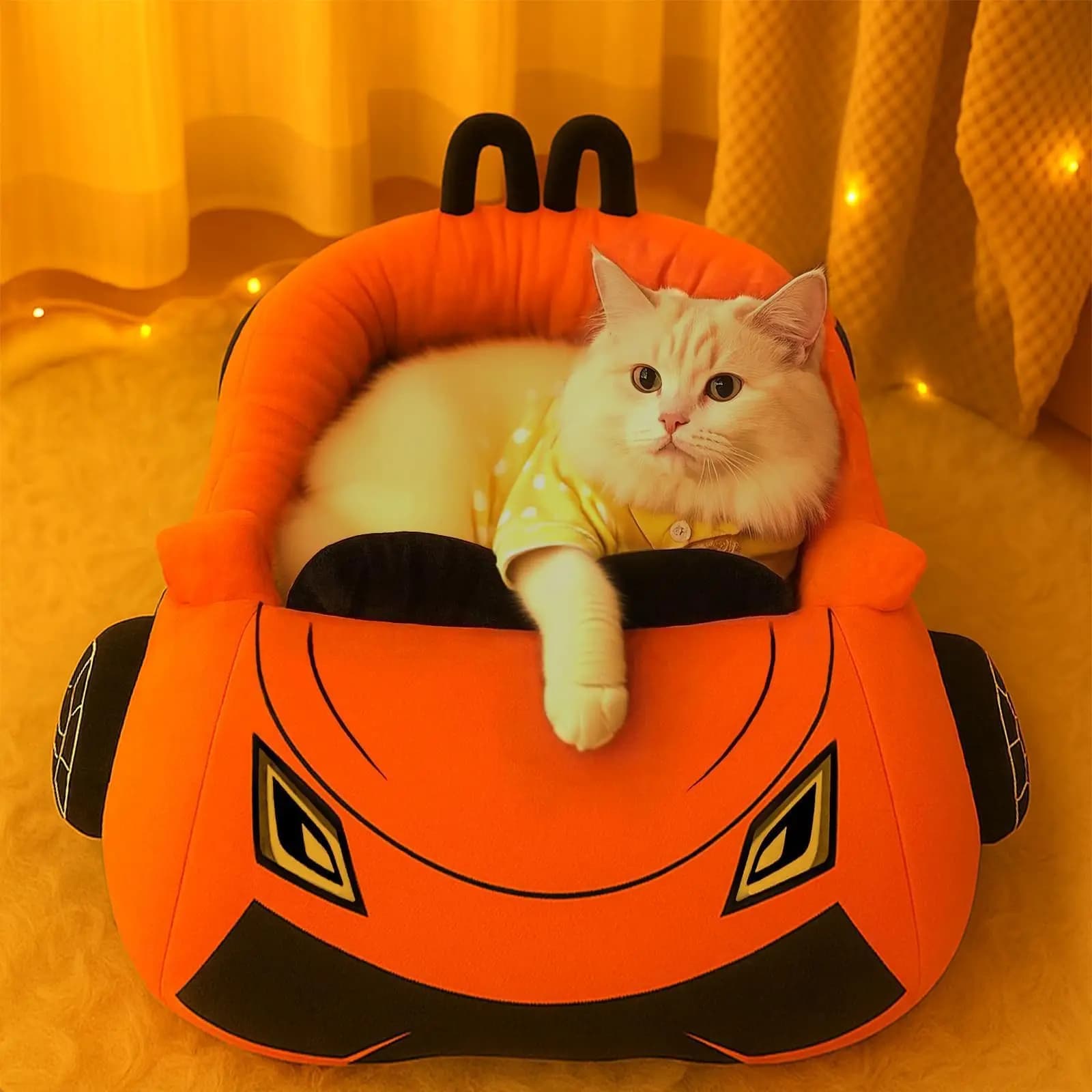 Sports Car Cat Bed with Washable Cushion