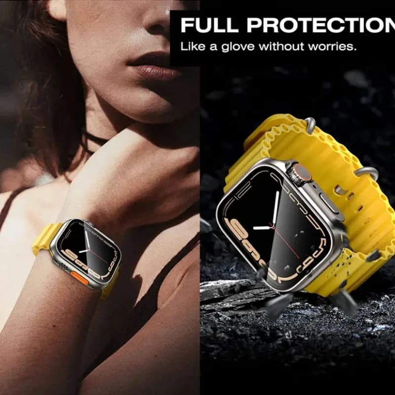 Glass+Case for Apple Watch 46mm 44mm 45mm 41mm 40mm 38mm 42mm Screen Protector Change Ultra Bumper iWatch Series 10 9 8 7 SE 6 5