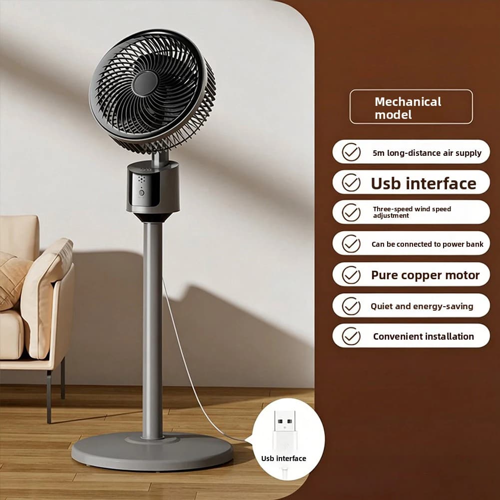 Pedestal Floor Fan with USB Rechargeable Battery
