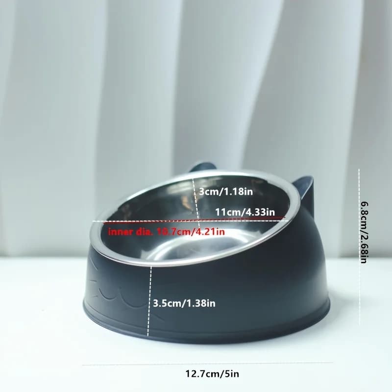 Stainless Steel Cat Ear Dual Bowl Feeder