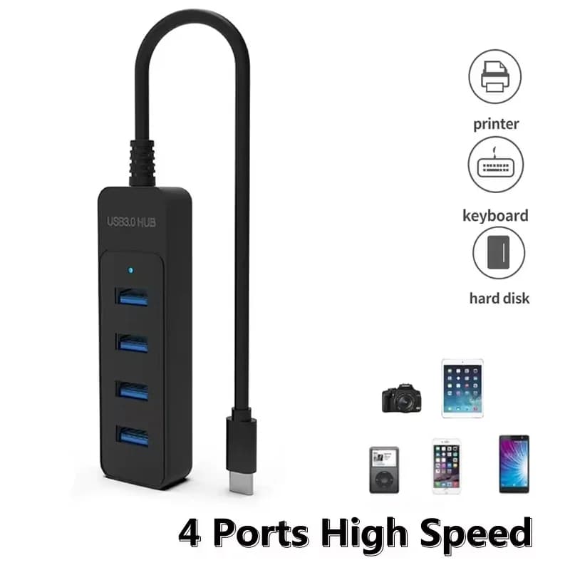 4 Port USB 3.0 Hub High Speed Transmission Multiple Expander Ports For Laptop PC Computer Office Travel Data Accessories USB Hub