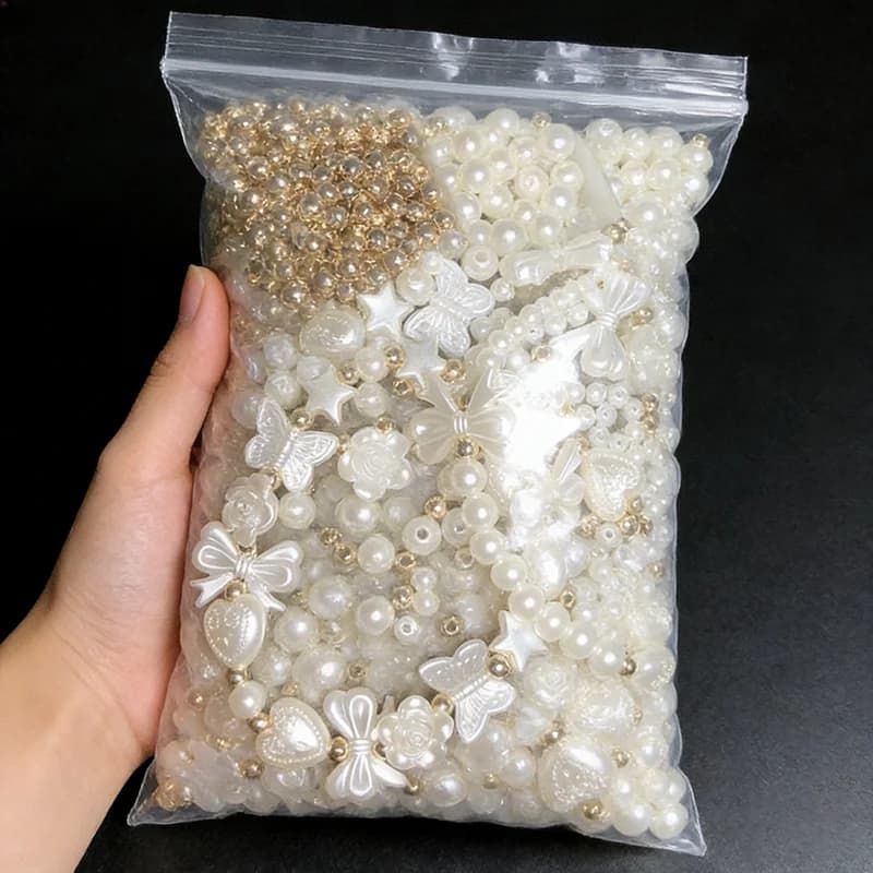 White Pearl Bead Assortment Kit with Spacers
