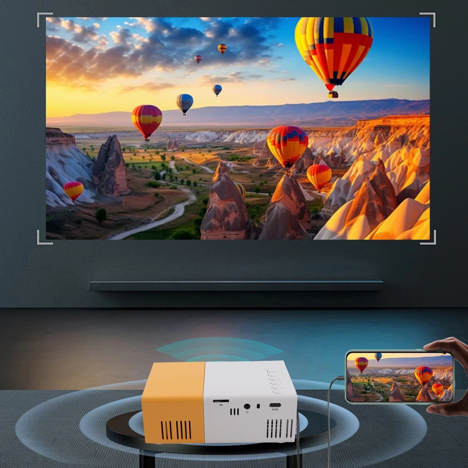 Portable 1080P LED Projector 100in Screen