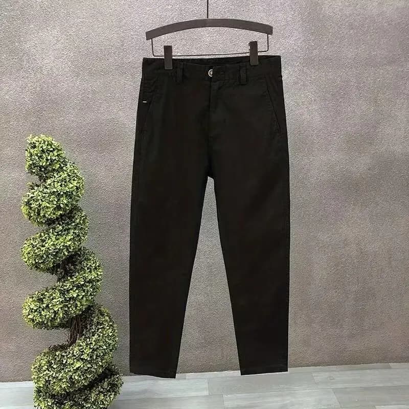 Men's Khaki Slim Fit Cotton Trousers