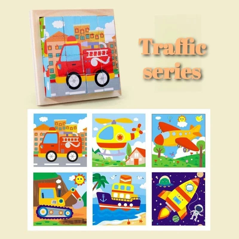 Wooden Six-Sided Puzzle Blocks