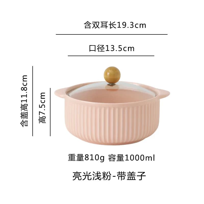 Ceramic Bowl with Glass Lid Stockpot