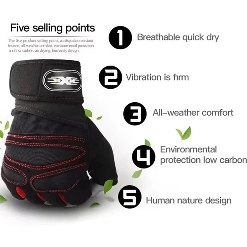 Half Finger Workout Gloves with Wrist Wrap