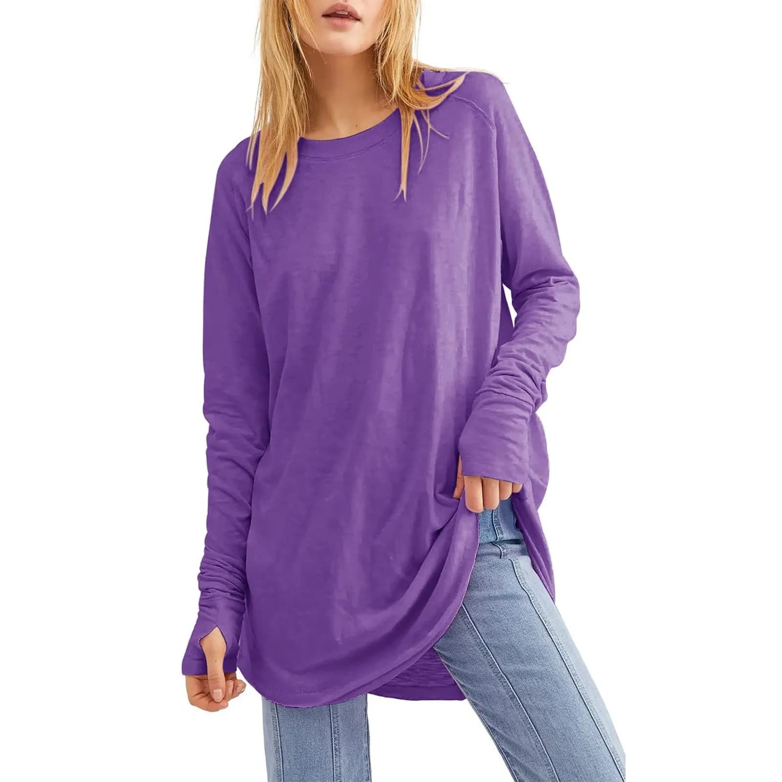 Women's Loose Long Sleeve Round Neck Top