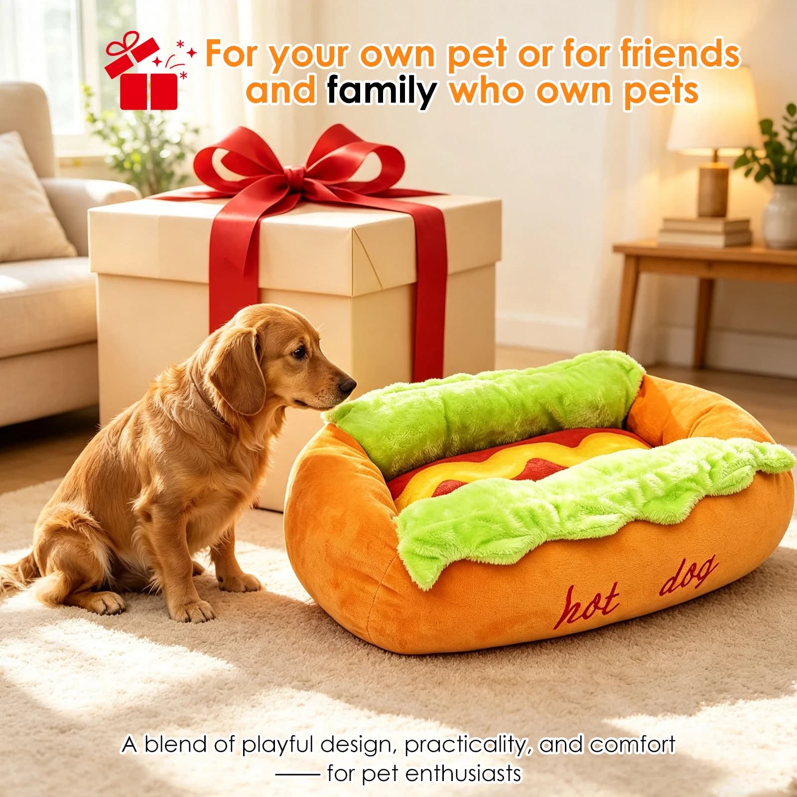 Hot Dog Bun Pet Bed Washable Cover
