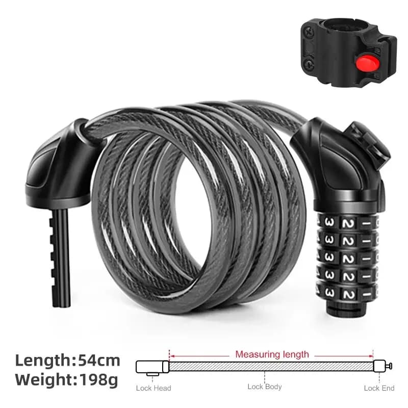 Coiled Combination Bike Cable Lock 54cm