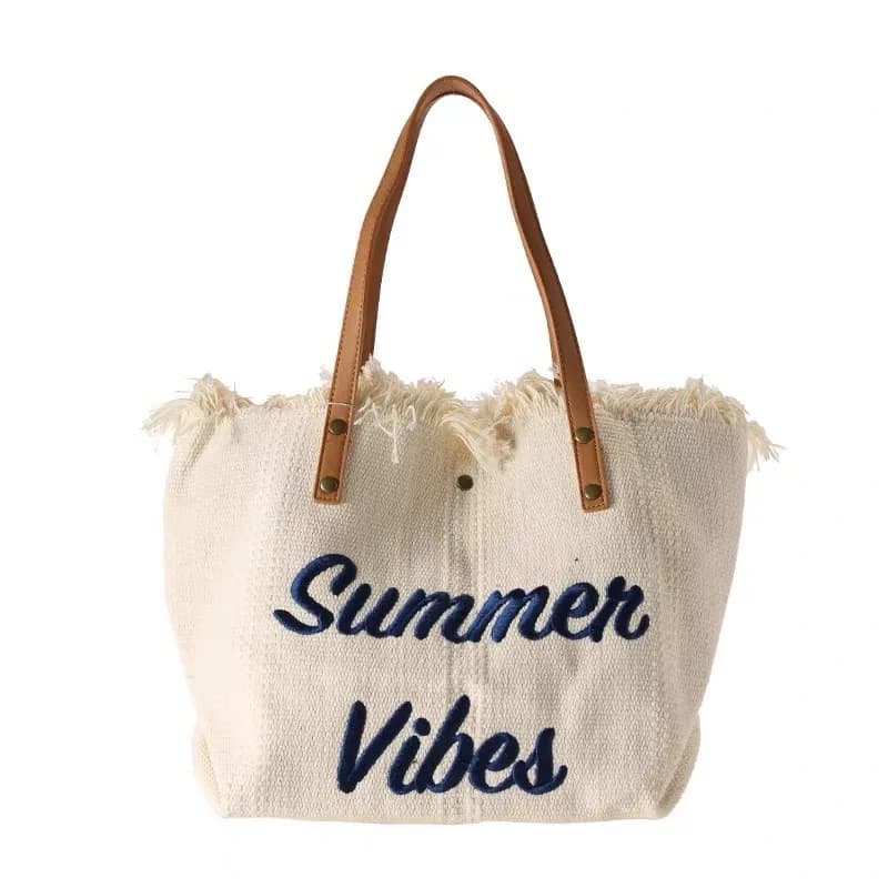 Handbag Woman Bag Design Simple Niche Travel  Beach Tote Bag Tassel Letter Embroidery Fashion Large Capacity Shoulder Bags 2022