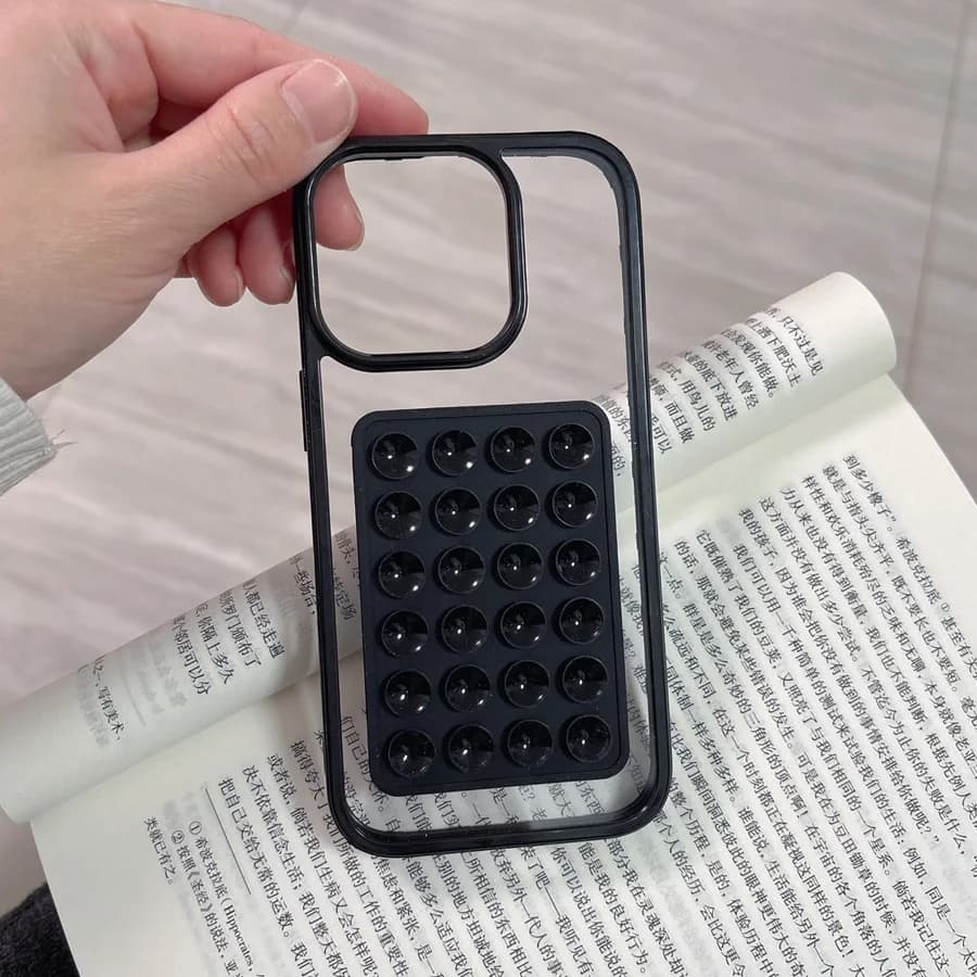 3D Suction Cup Airbag Phone Case For iPhone 17 16 15 14 13 12 11 Pro Max XR X XS 7 8 Plus Clear Candy Shockproof Bumper Cover