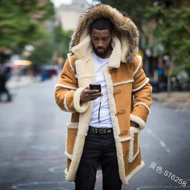 Men's Winter Hooded Cotton-Padded Overcoat