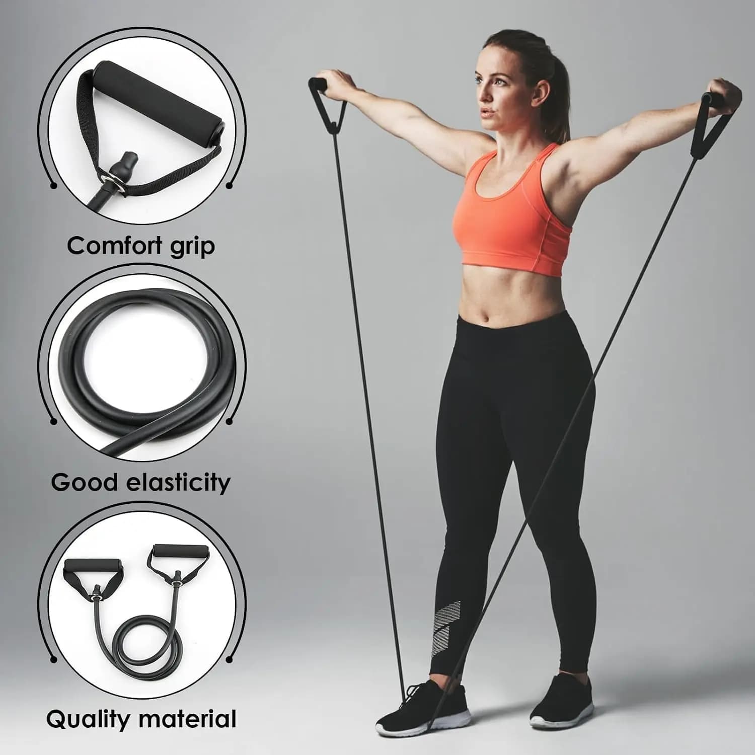 Resistance Bands with Handles, 30LB Exercise Bands for Strength Training, Muscle Shaping & Rehab at Home