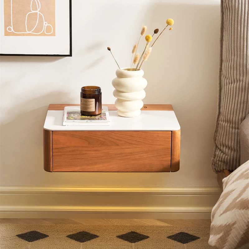 Nightstands Wooden Small Floating Wall Mounted Modern Minimalist Bedroom Oak Bedside Table Nightstand