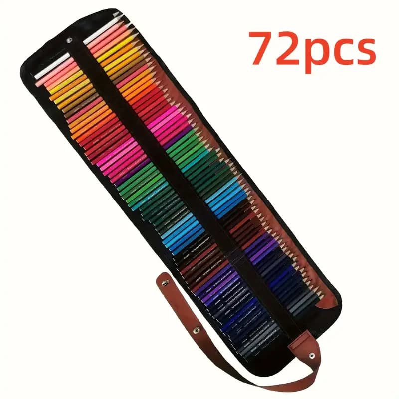 Colored Pencil Set with Canvas Roll-Up Case
