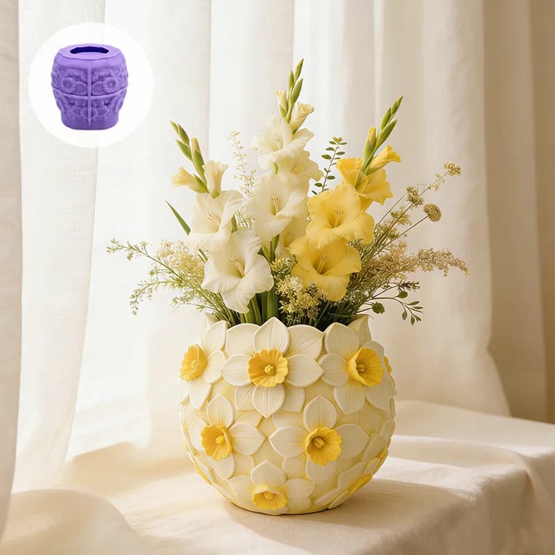 Daffodil-shaped silicone mold with exquisite texture; perfect for DIY fresh flower balls, flower pots, decorative ornaments, flo