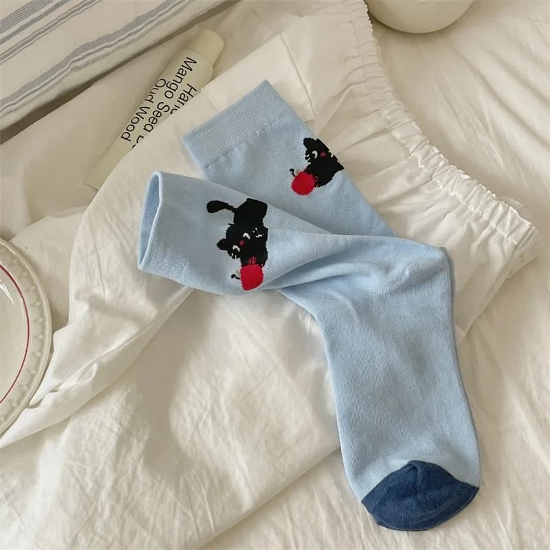 Women's Cartoon Striped Cotton Crew Socks