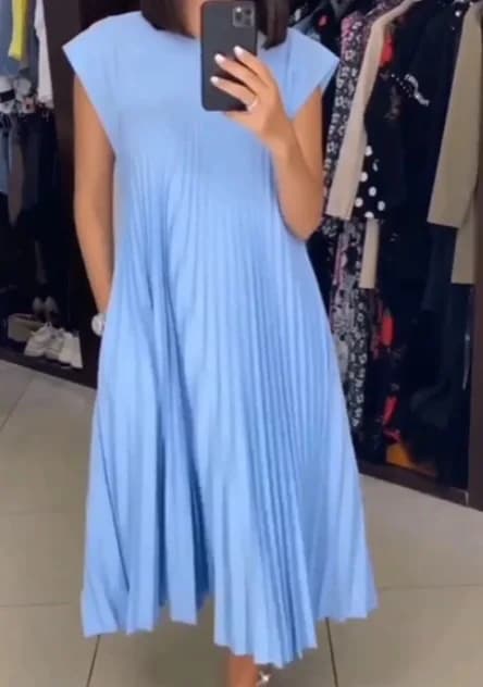 Women Dresses 2026 New fashion casual round-neck sleeveless pleated dress autumn spring women's clothing vestidoes
