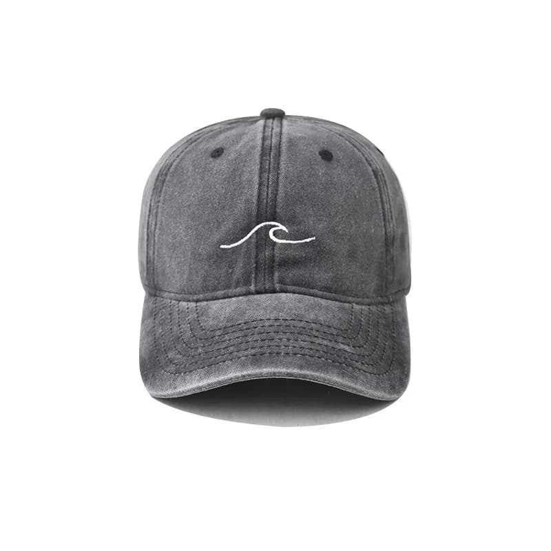 Wave Ripple Embroidery Cotton Baseball Cap