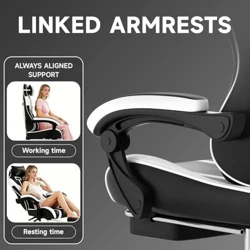 Ergonomic Gaming Chair,A Versatile 3-in-1 Video Game Chair for Work, Study, and Gaming,Features an Adjustable Backrest