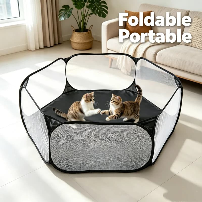 Foldable Cat Maternity Playpen Open Pet Play Transparent Pet Cage Yard Fence for Dog Cat Rabbit Guinea Pig Indoor Outdoor