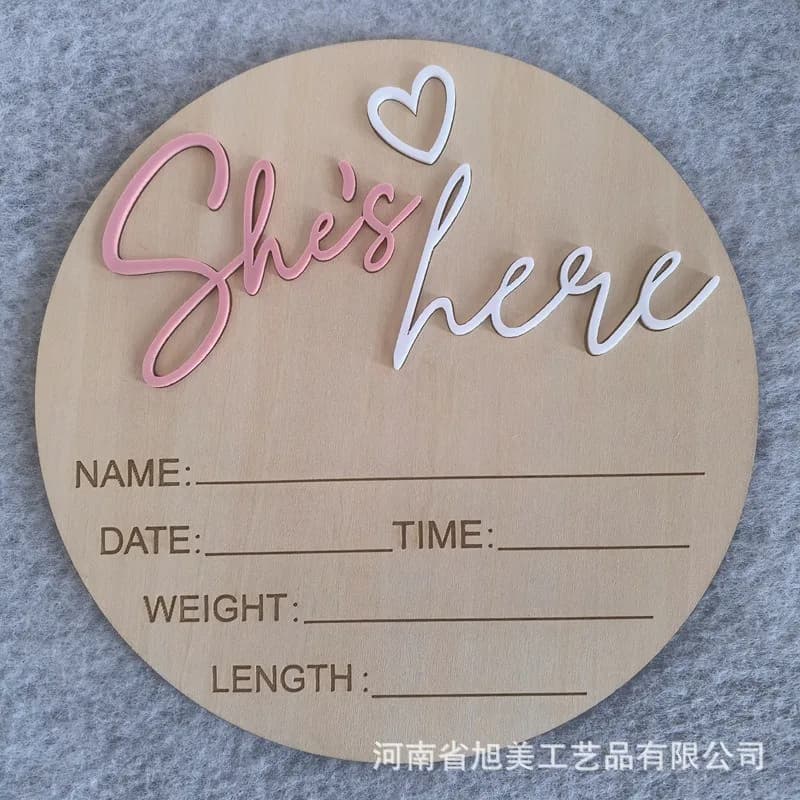 Birth Announcement Sign She's Here Or He's HereAnnouncement Sign Baby Newborn AnnouncementSign Baby Photo Prop