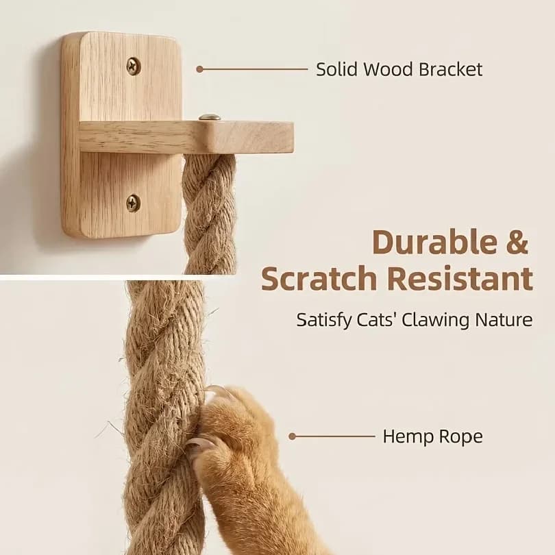 Wall-Mounted Cat Climbing Rope with Jumping Board