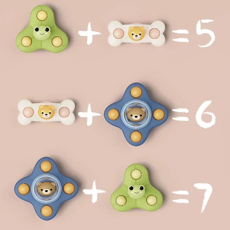 Baby Bath Toys Funny Bathing Sucker Spinner Suction Cup Cartoon Rattles Fidget Educational Toys For Children Boys Gift
