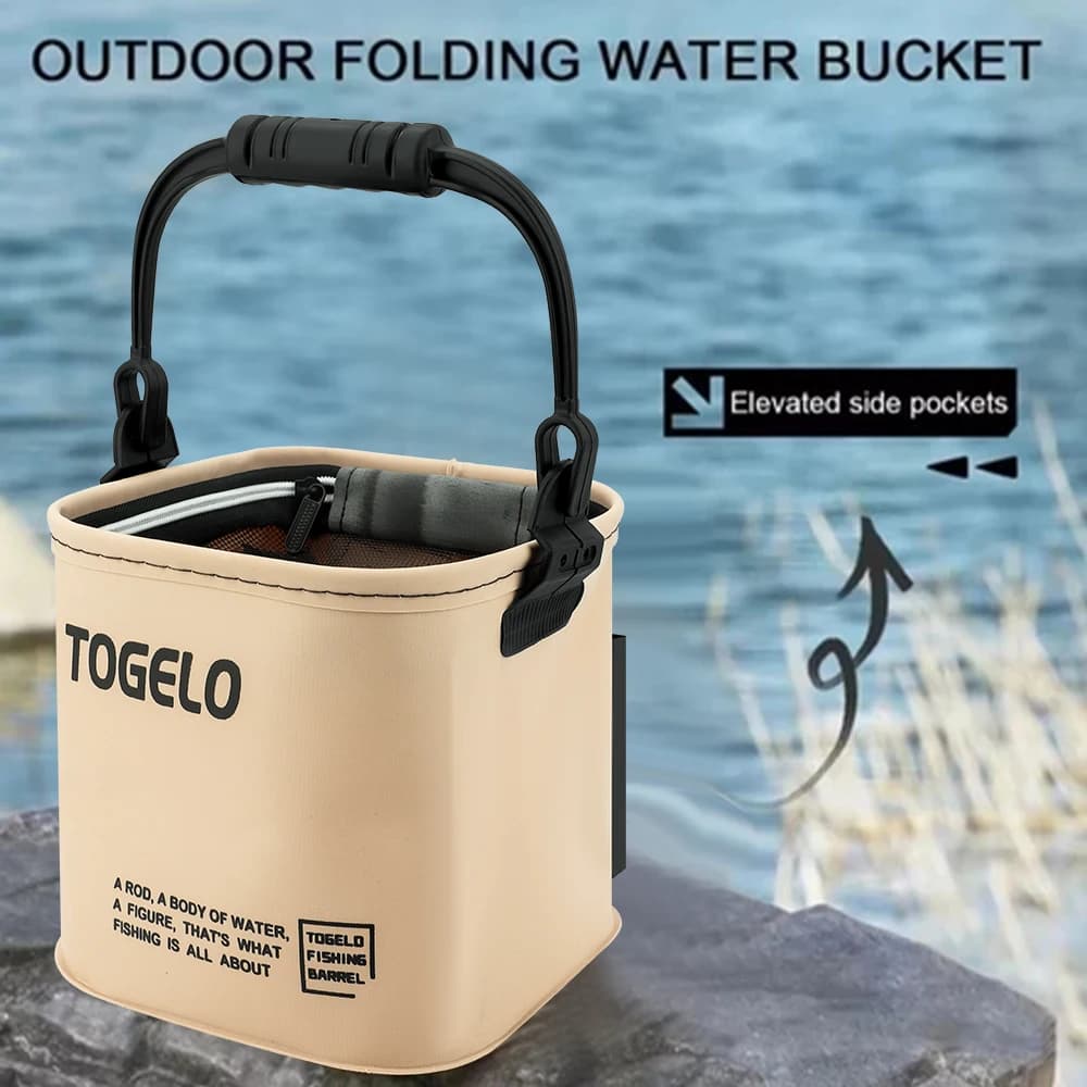 Collapsible Fishing Bucket with Strainer Basket