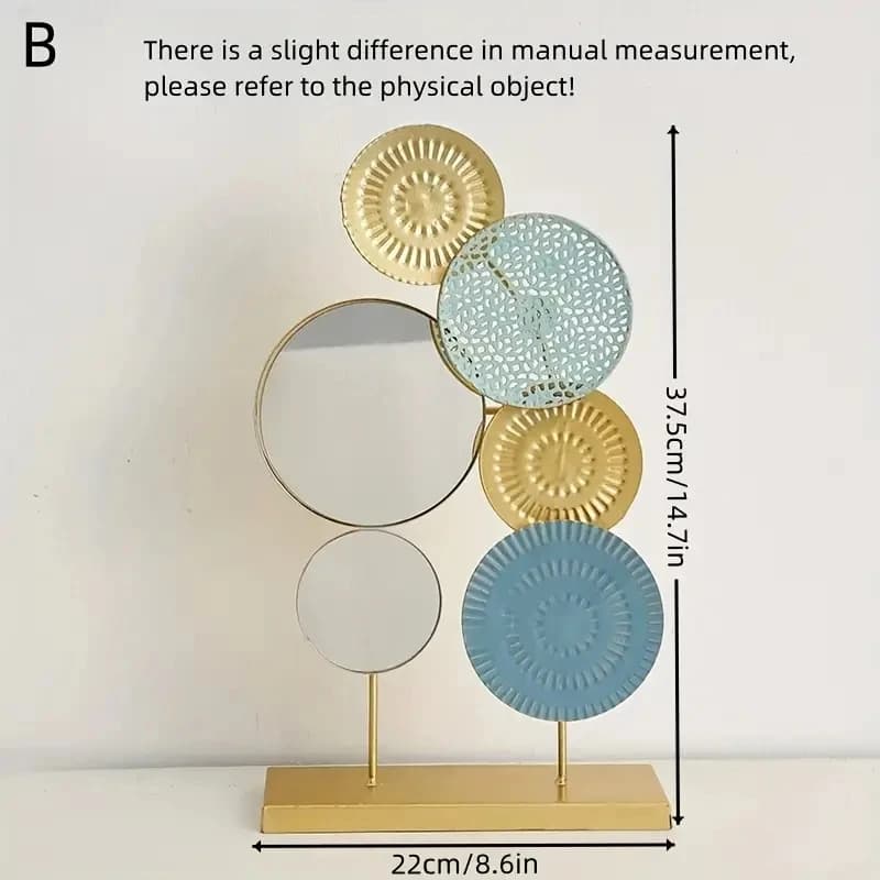 Round Metal Mirror Wall Art Sculpture
