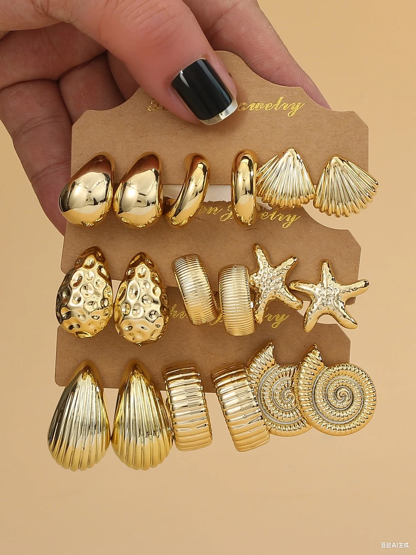 Ocean-Inspired Earring Set, 6 Pairs
