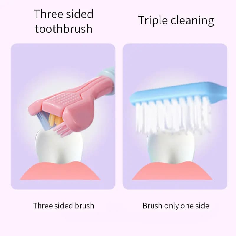Three-Sided Soft Bristle Toothbrush
