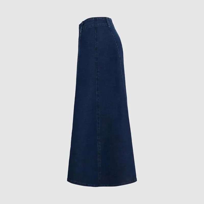Women's Knee-Length Denim Skirt Dark Blue
